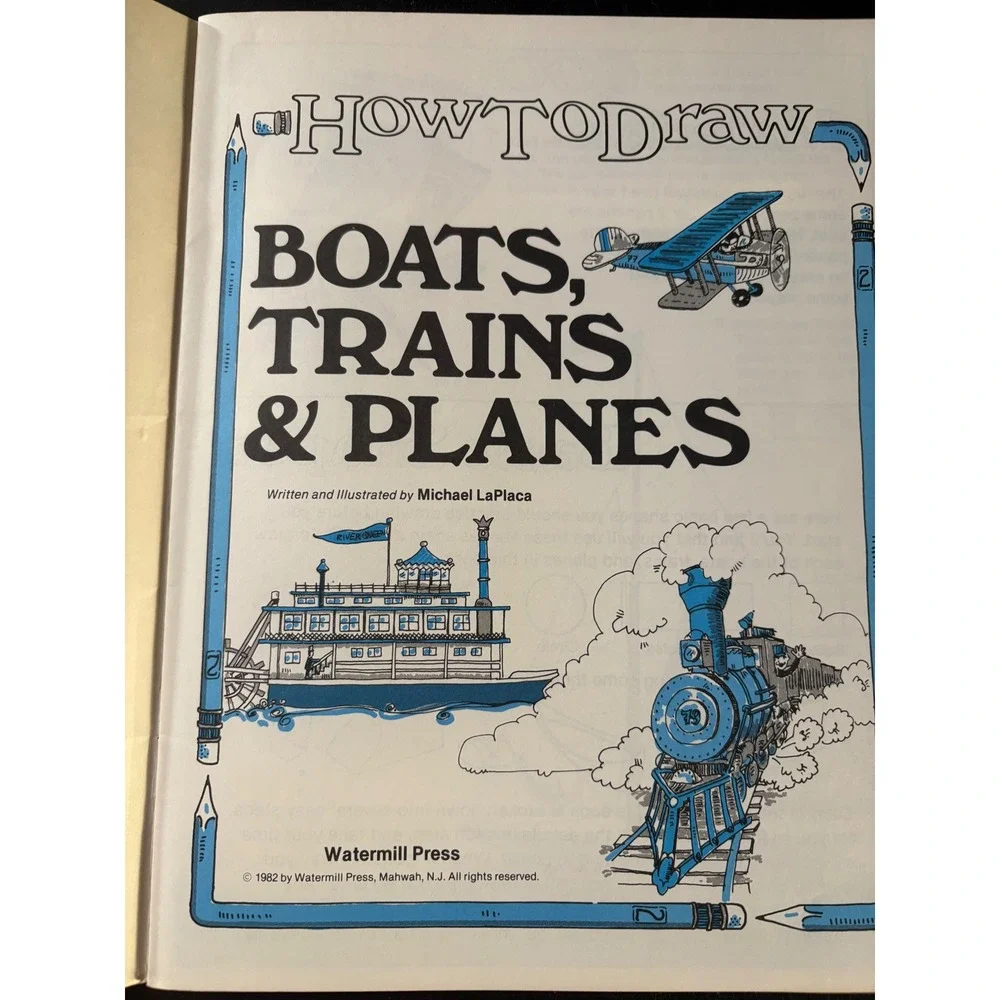 Lot of 2 How to Draw Vehicles, Biats, Trains, Planes